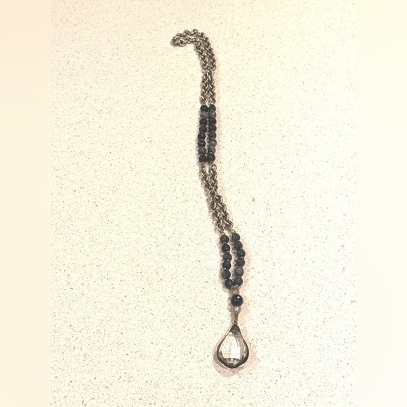 Jewelry - Elegant Silver and Black Necklace with Minimalist Pendant